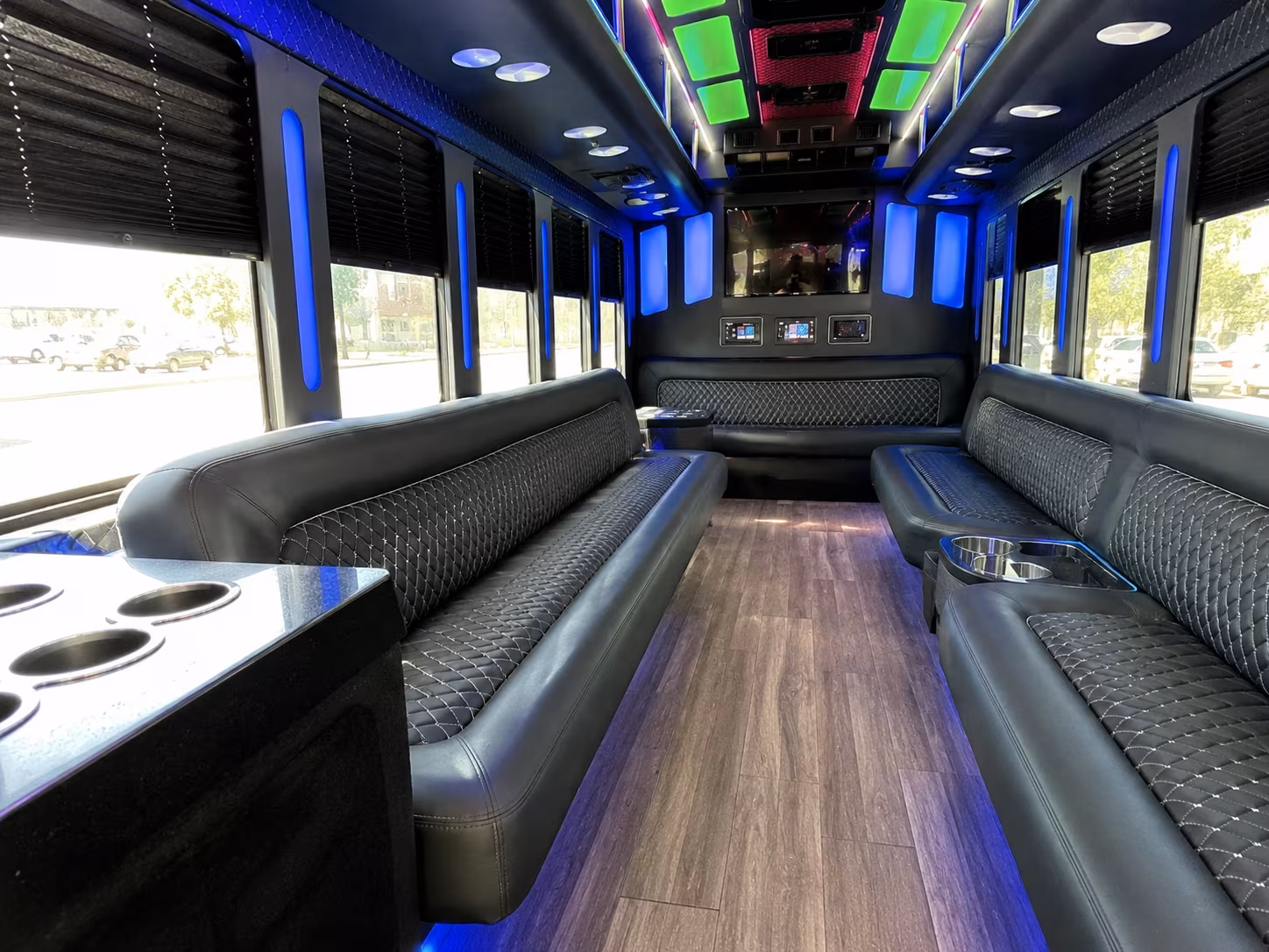 hartford 15 passenger party bus inside