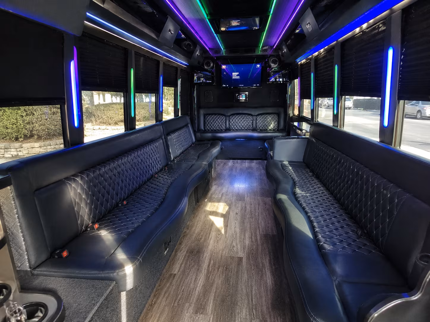 hartford 15 passenger party bus interior