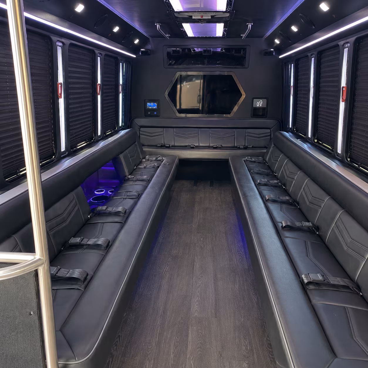 hartford 18 passenger party bus interior