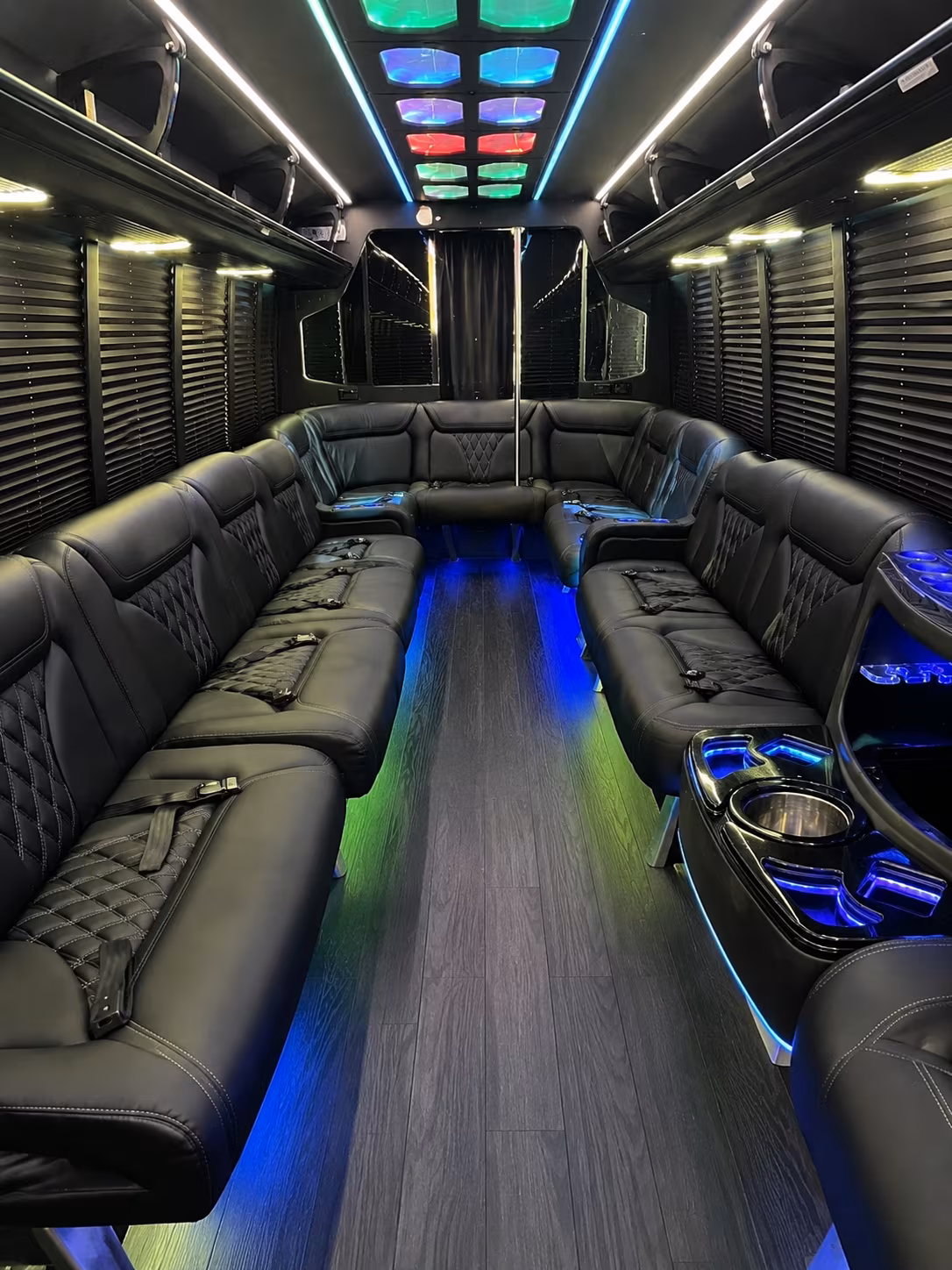 hartford 20 passenger party bus interior