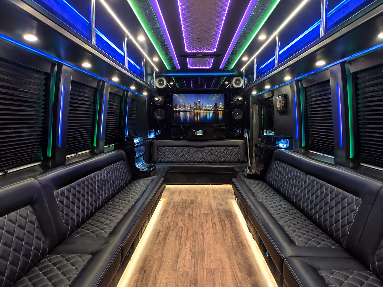 hartford 25 passenger party bus interior