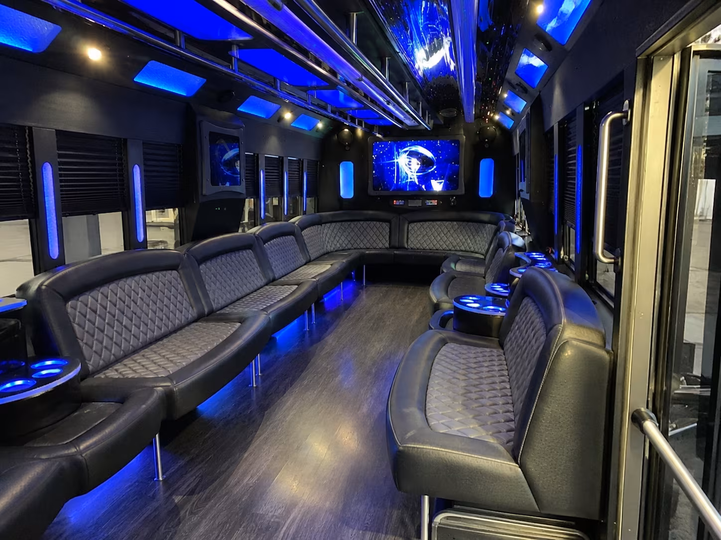 hartford 28 passenger party bus interior